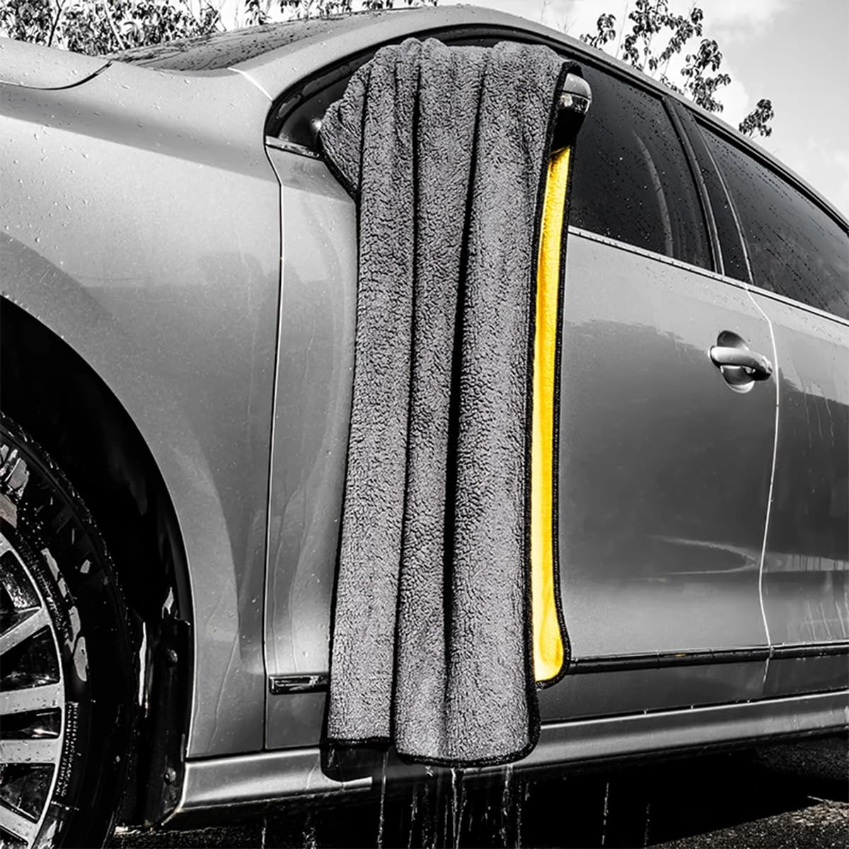 STHIRA Microfiber Cleaning Cloth for Car and Home 23.6x62.9 in featuring Double-Sided Absorbent Design