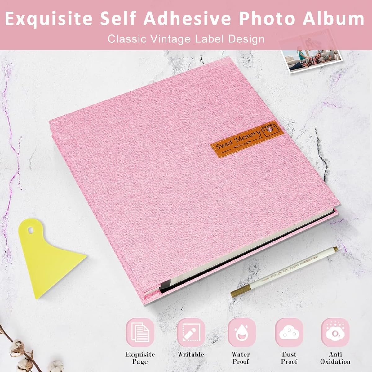 HASTHIP Photo Album for DIY Scrapbook Memories with 40 Pages and Linen Hard Cover | Ideal Gift for Family and Travel