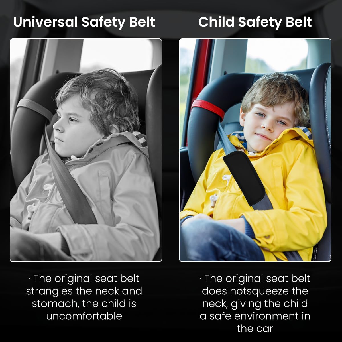 SNOWIE Soft Baby Car Seat Belt Cushions 3pcs for Stroller and Car Seat featuring Hook and Loop Closure
