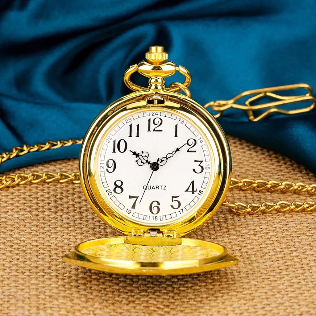 Zibuyu Pocket Watch for Men featuring Roman Numerals and 4.6 cm Dial | Golden Alloy Gift