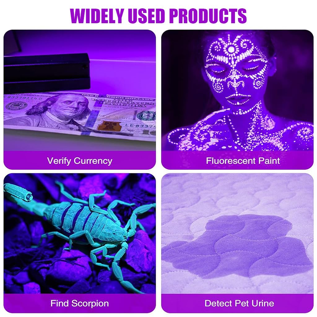 Qpets UV Light Torch for Pet Stain and Leak Detection with 12 LEDs and Aluminum Alloy Body