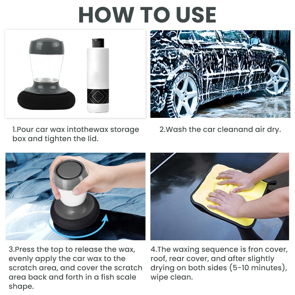 STHIRA Car Wax Applicator Pad for Polishing and Waxing with Ergonomic Dispenser Handle