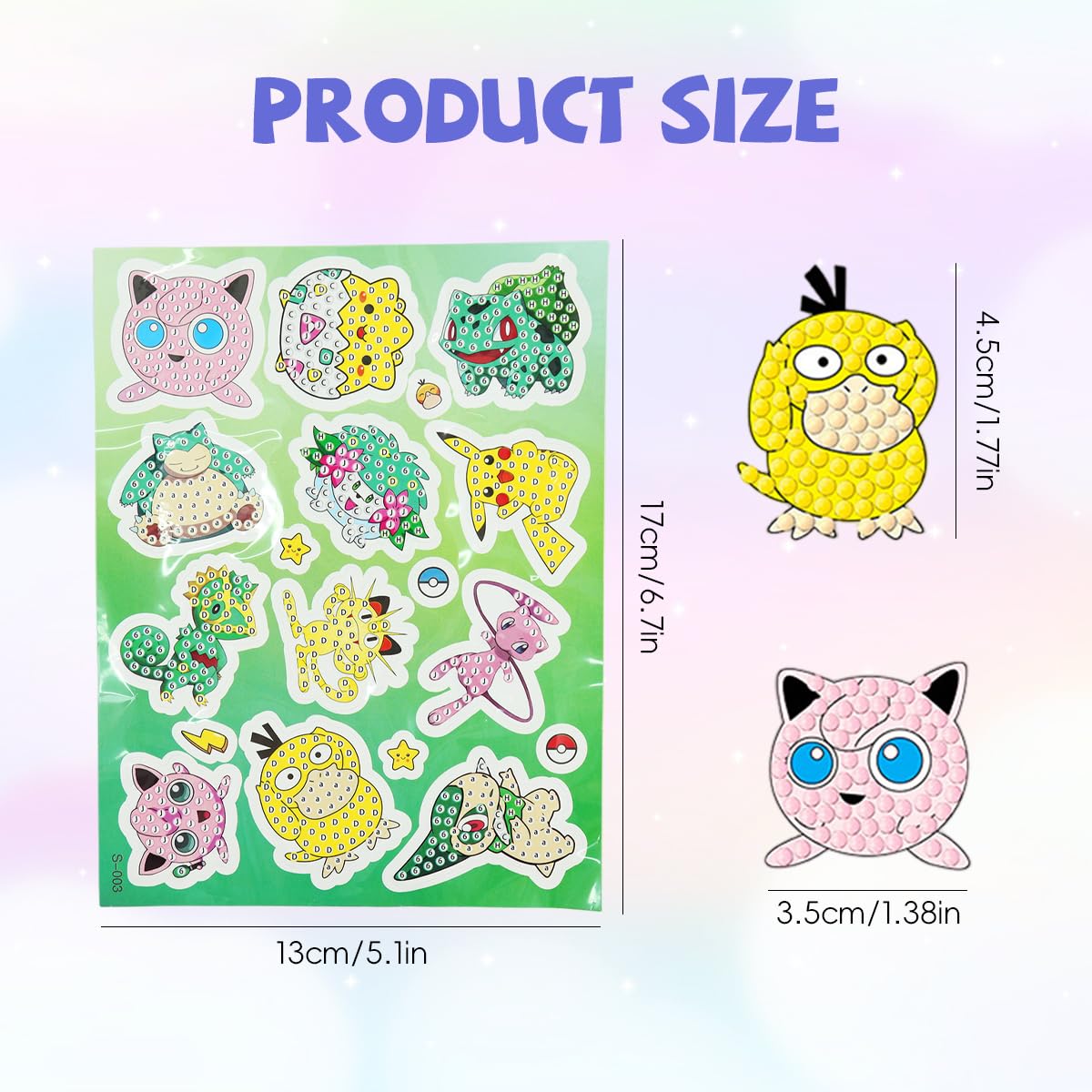 PATPAT 12pcs Diamond Art Painting Sticker Kits for Kids with Adhesive Backing | DIY Anime Crafts