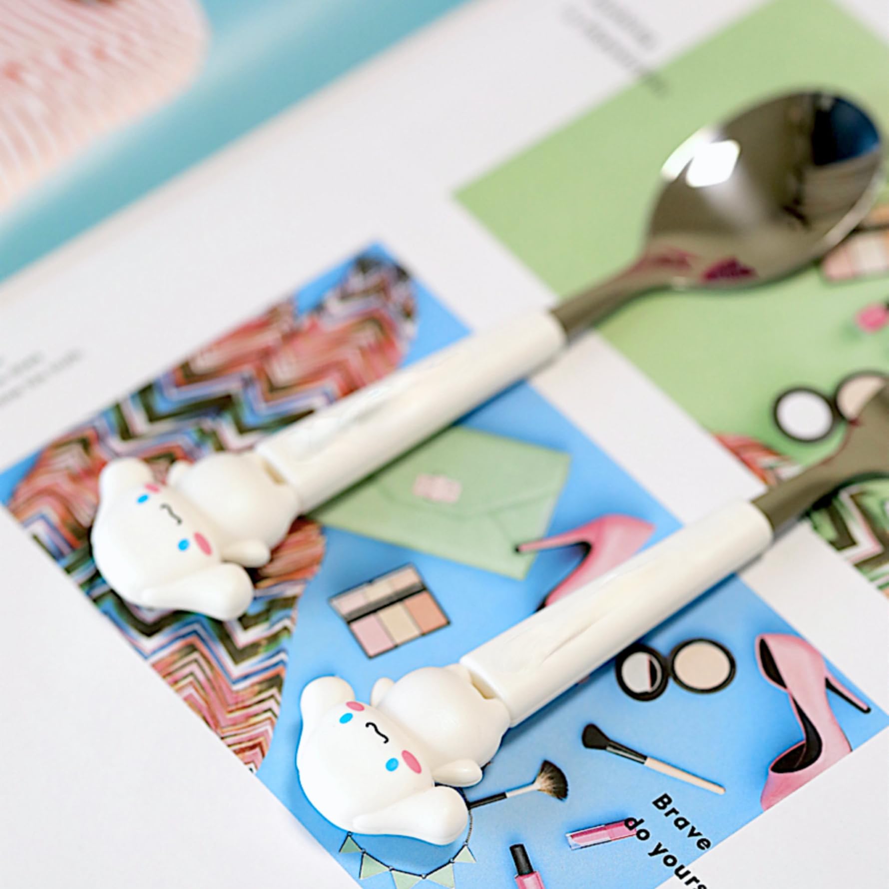 Supvox Spoon Fork Combo Set 4PCS 7.87 in with Storage Case for Kids Lunch Box | Cute Cinnamoroll Design