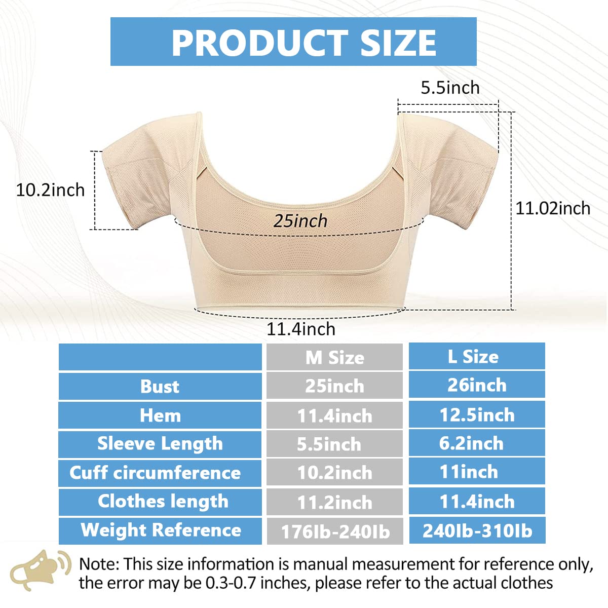 Underarm Sweat Pads Vest for Women with Breathable Cotton Padding Size L 86-94cm | Washable