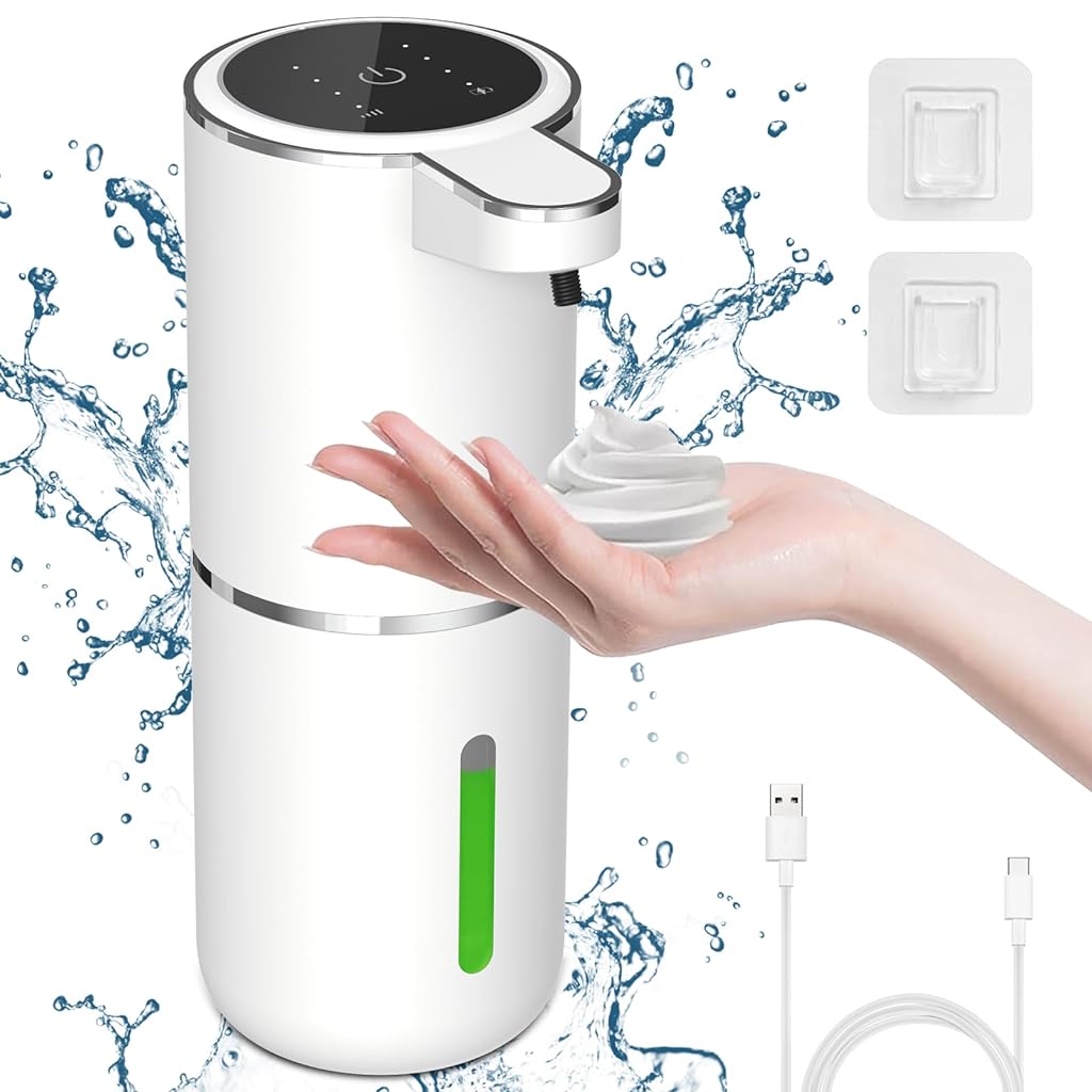 HANNEA® Auto Foaming Soap Dispenser for Bathroom, 380ml Automatic Soap Foamer Dispenser No-Touch Rechargeable Wall Mount Soap Foam Dispenser Hand Wash Handwash for Kitchen Office Public Area