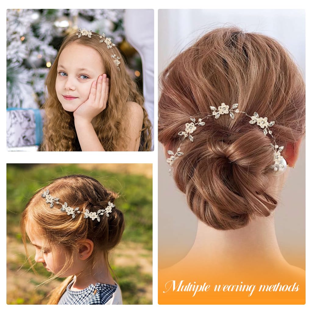 SANNIDHI Flower Crown Tiara for Bride and Girls 8+ featuring Pearls and Crystal Loops | Elegant Wedding Hair Accessory