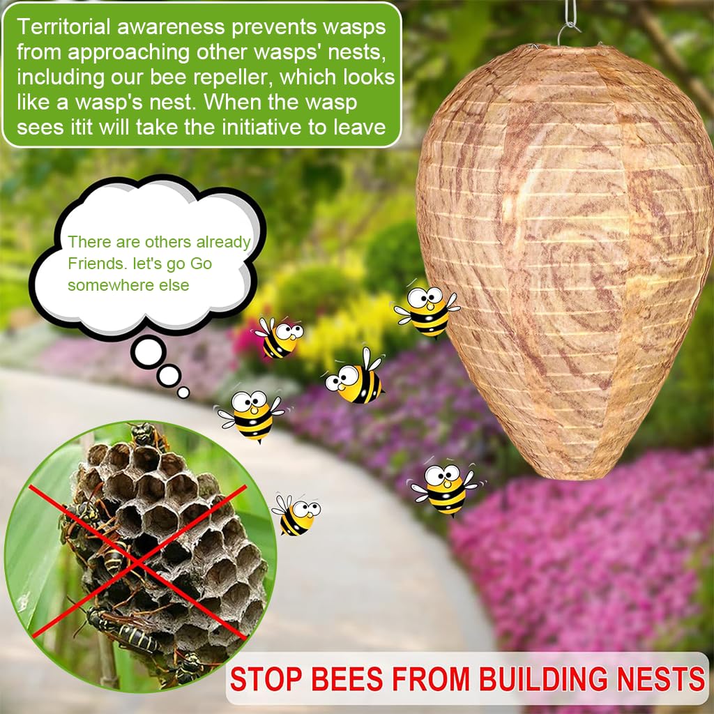 HASTHIP Wasp Nest Decoy for Gardens and Patios with 22x28cm Realistic Design | Waterproof Cloth Housing