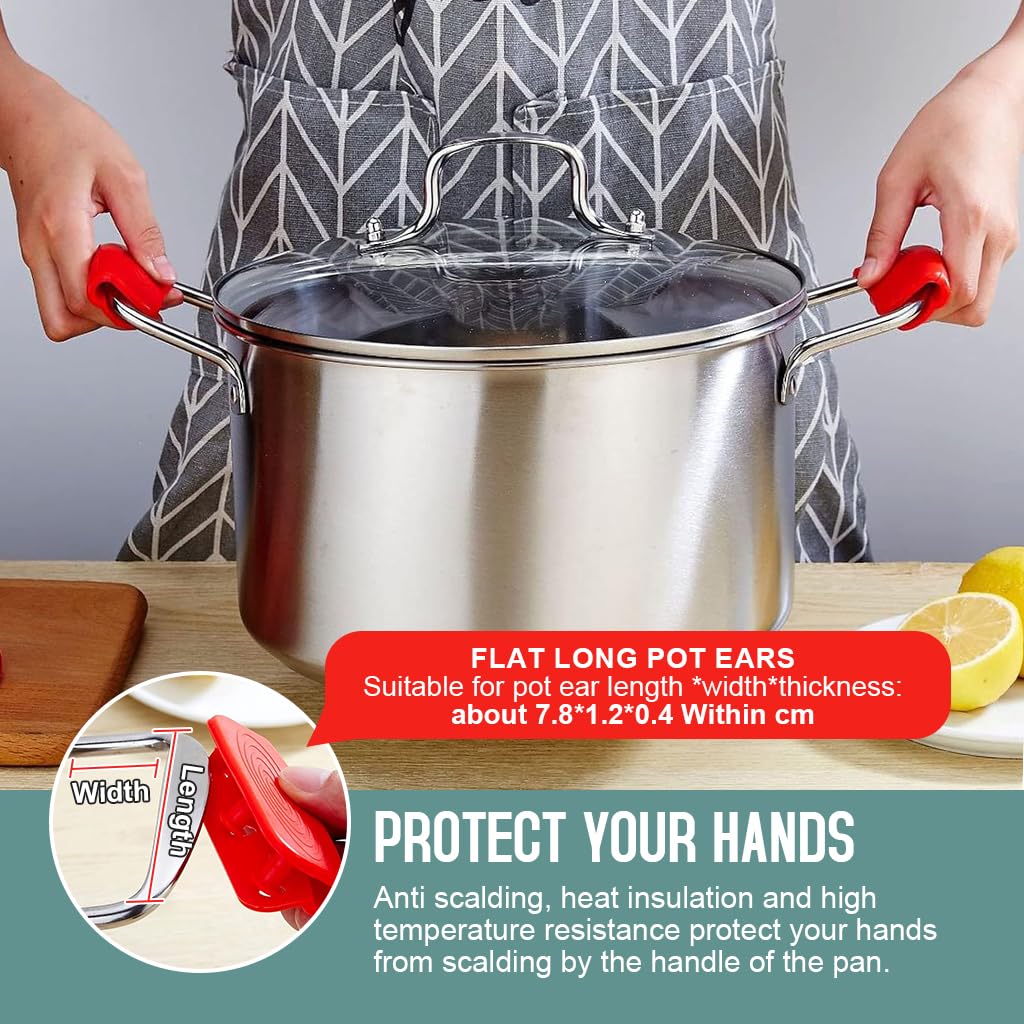 Supvox Silicone Handle Grips for Cast Iron Tawa with Snap-On Anti-Slip Design | 2 Pairs