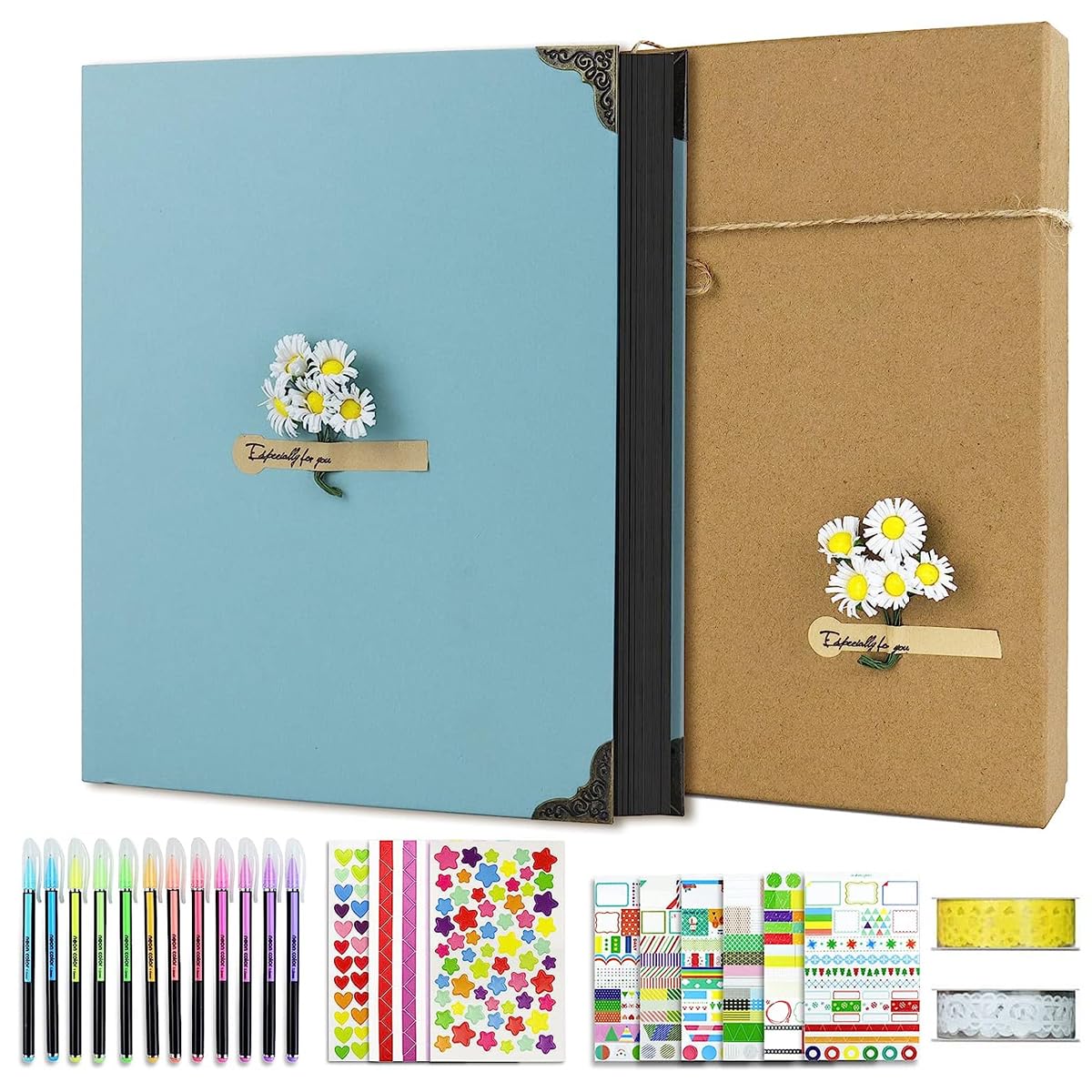 HASTHIP® DIY Scrapbook Photo Album Kit, Anniversary Gift for Couple Special, Our Adventure Scrapbook with Pens, Washi Tapes, Stickers, 60 Pages Hardcover 8.5x11 Inches Scrapbooking Photo Album