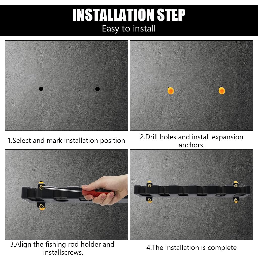 PROBEROS Fishing Rod Holder for Wall Mount with 6 Slots and EVA Foam Grips | 3PCS Set
