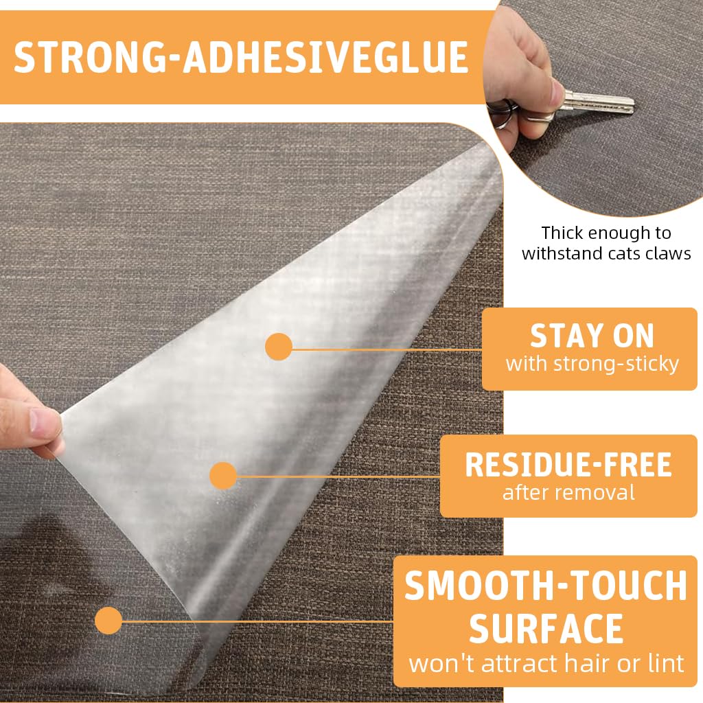 Qpets Cat Scratcher Pad for Furniture Protection featuring Self Adhesive Clear PVC 45x100cm 3pcs