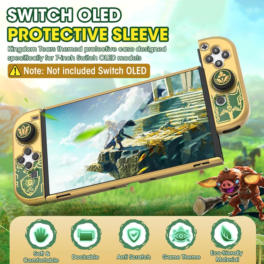 Case for Nintendo Switch OLED with Kickstand and JoyCon Grip Covers | Hard PC Anti Scratch Protective Set