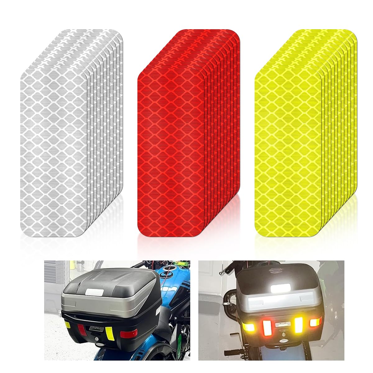 STHIRA® 36Pcs Reflective Stickers 3x8cm 3 Colors Car Stickers Waterproof Self-Adhesive Bike Sticker High Visibility Safety Stickers for Car, Vehicle, Motorcycle, Scooter, Bicycle, and Outdoor Gear