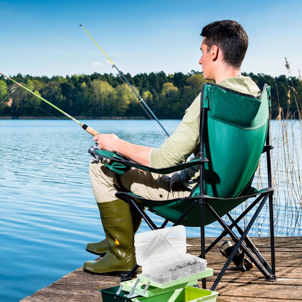 ZIBUYU Fishing Hooks Set for Anglers with 500 pcs in 10 Sizes Featuring Barbed Ringed Eye | High Carbon Steel