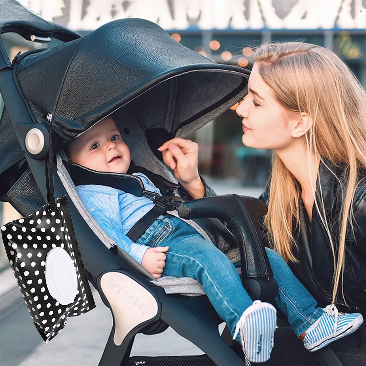 SNOWIE SOFT Baby Wet Wipe Dispenser 2 Pcs for Strollers featuring Ziplock Closure and EVA Material