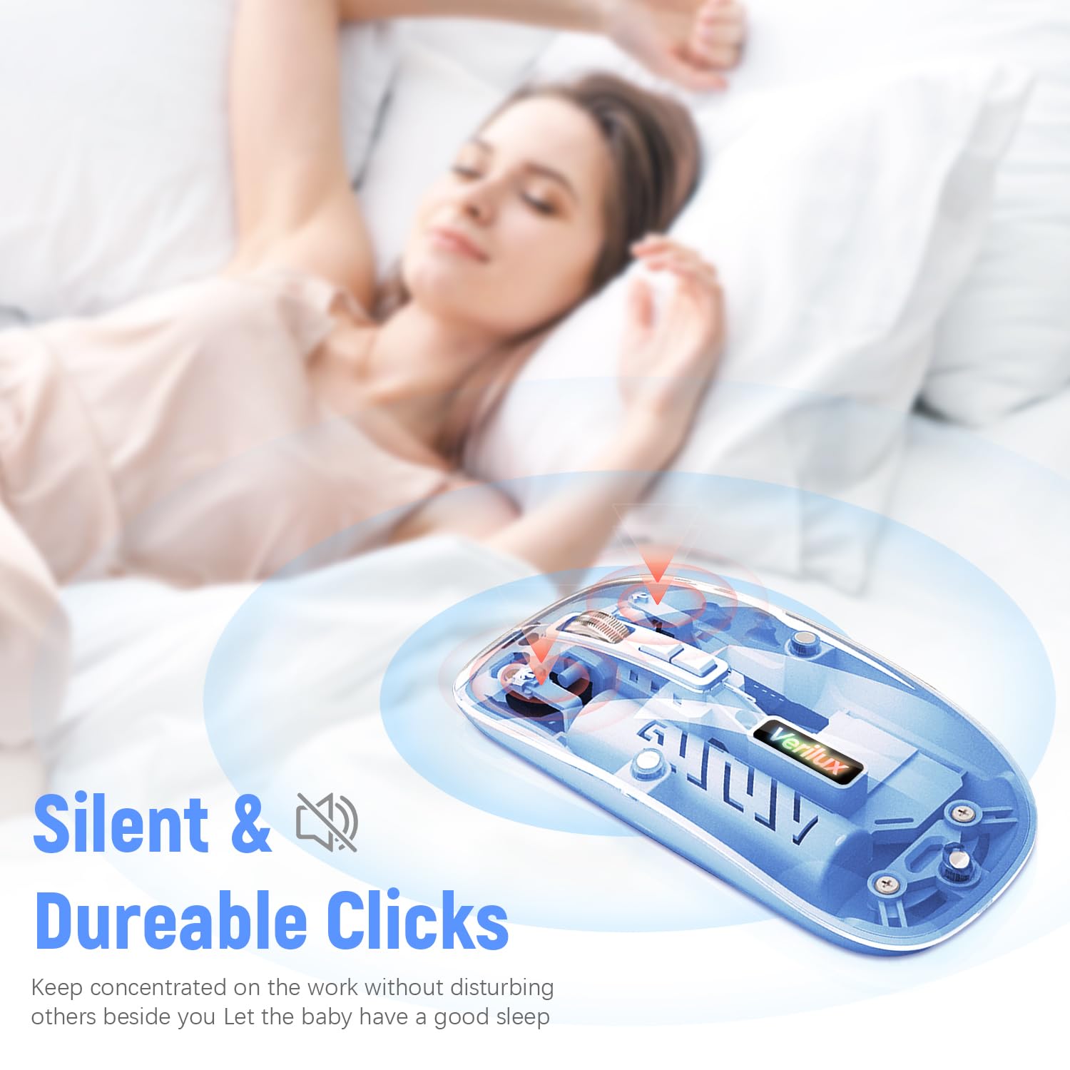 Verilux Wireless Mouse for Laptop and PC featuring 1600 DPI precision and rechargeable design