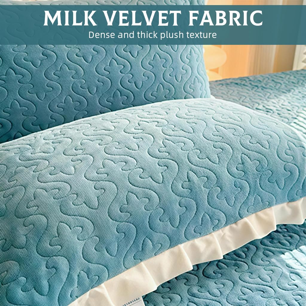 HASTHIP Velvet Pillow Covers for Sofa and Bed 18 x 29 in with Crinkle Edge Design Pack of 2 Blue