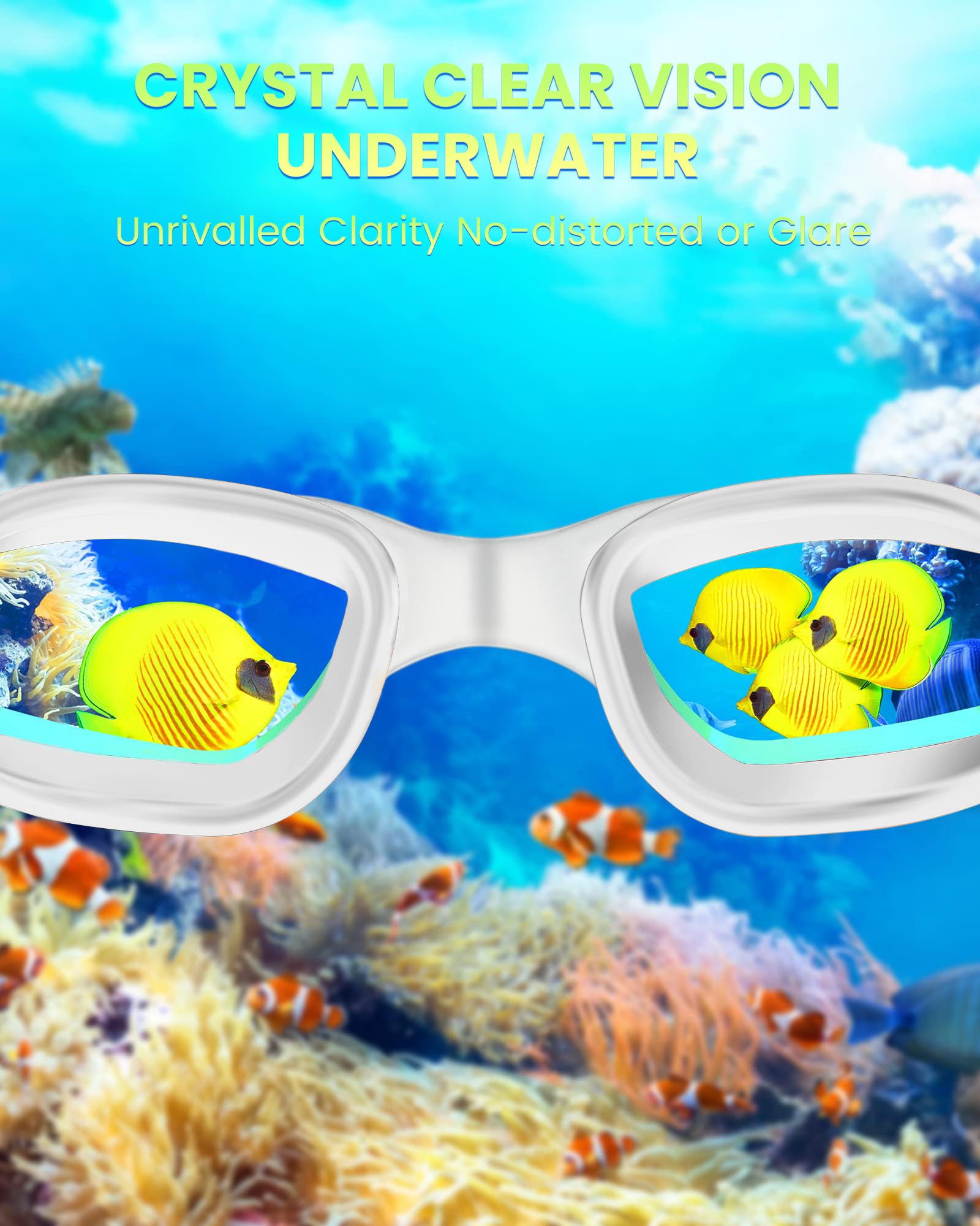 PROBEROS Swimming Goggles for Adult Use with Anti-fog and UV Protection | Adjustable Silicone Fit