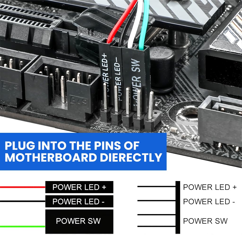 ZORBES PC Power Button with LED Light for Desktop DIY Setup | External Switch Control