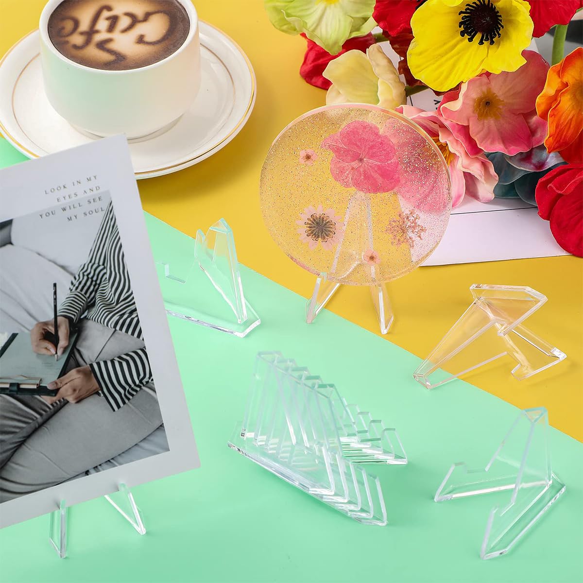 Climberty Card Display Stand for Trading Cards and Coins featuring Triangular Support | 10Pcs Clear Acrylic 2.25 Inch Easels