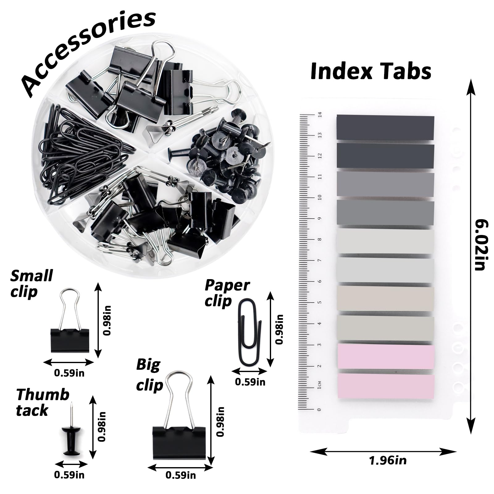 Climberty Desk Accessories Set for Office School and Home with 6.29 in Stapler & 1000 Staples | Compact Black Stationery Kit