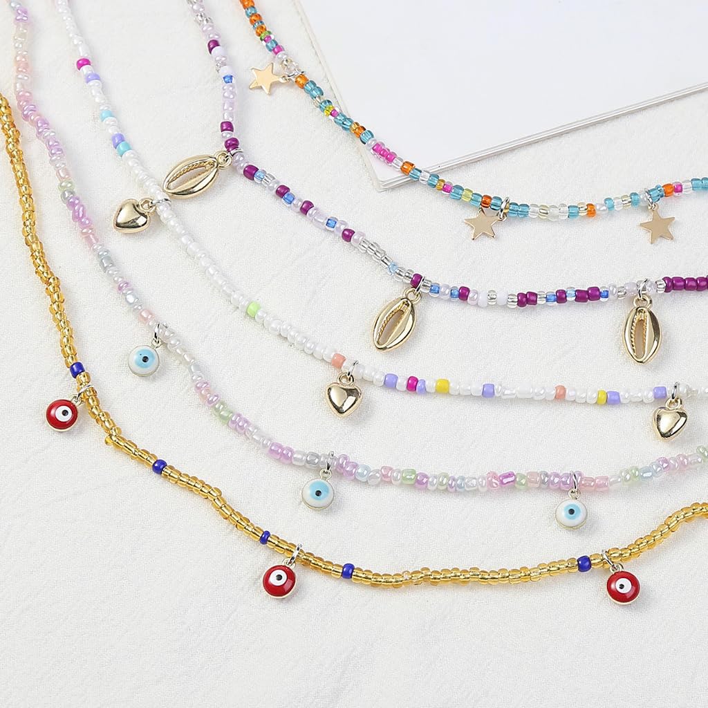 PALAY Waist Chain for Women with Elastic 43.3in Fit and Color Beads | 12Pcs Bohemian Set