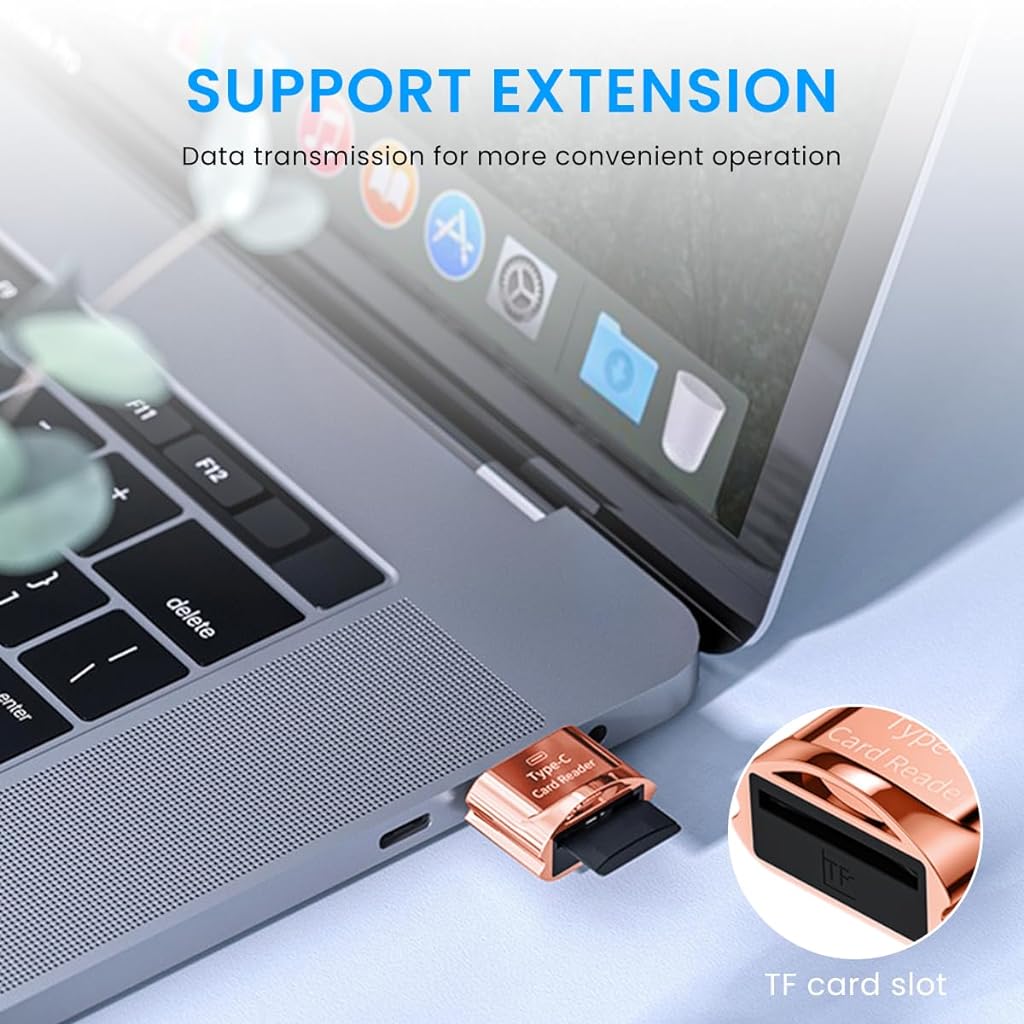 Verilux Micro SD Card Reader Mini Type C Card Reader TF Card Reader with Keychain USB C to Micro SD SDHC SDXC OTG Memory Card Reader Compatible with Laptops, MacBook