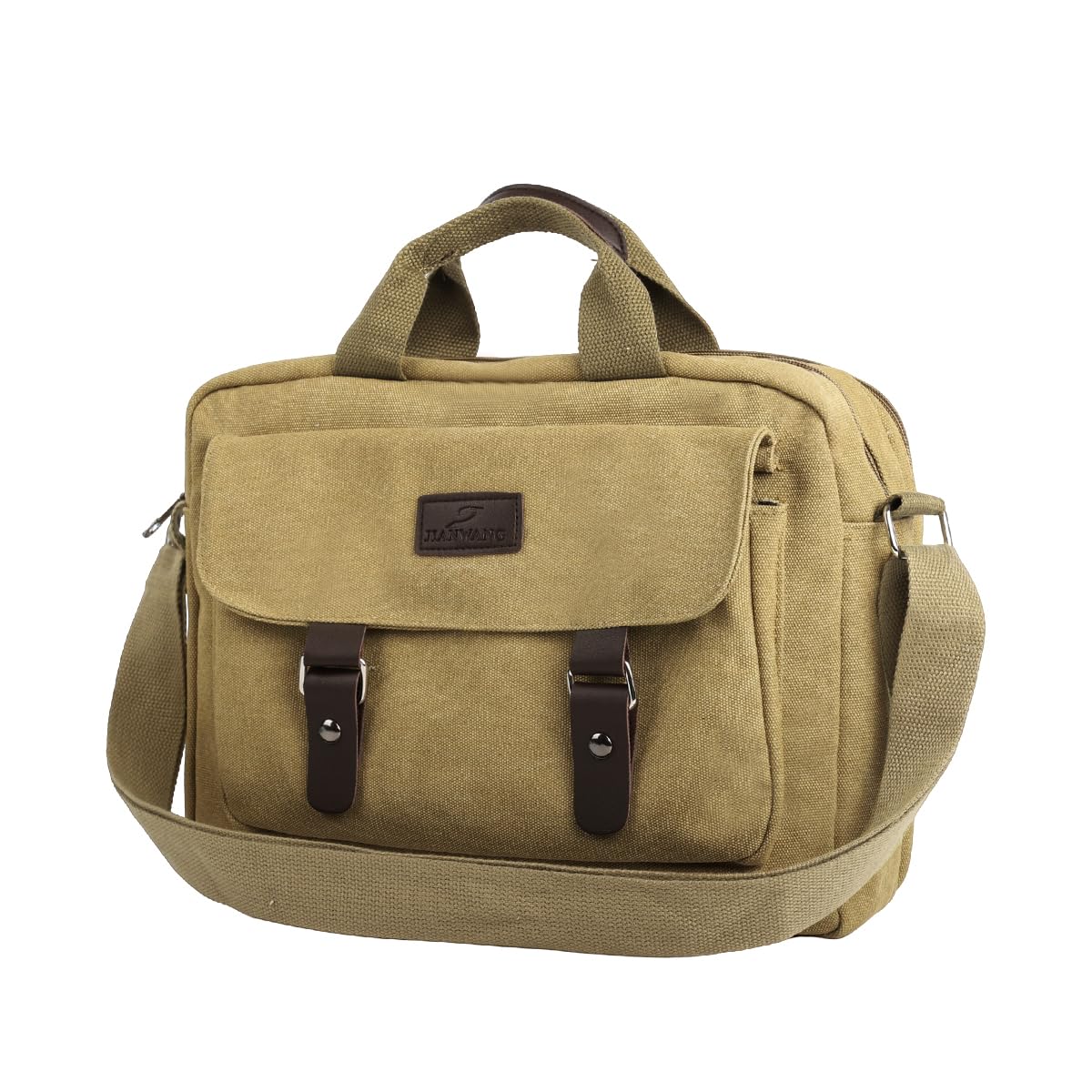 GUSTAVE Men's Canvas Messenger Bag for 15.6'' Laptop with Double Layer Zipper | Retro Crossbody Shoulder Design