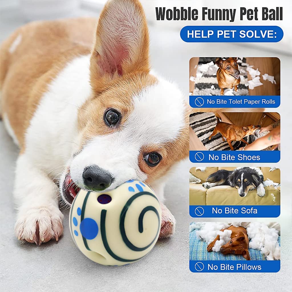 Qpets® 5.5 Inch Interactive Toy Ball for Dog, Dog Toys for Adult Dog Fun Bouncing Sound Ball with Night Glow, PVC Dog Molar Chew Ball Funny Pet Ball Chewing Toy Ball Toy for Medium Large Dogs