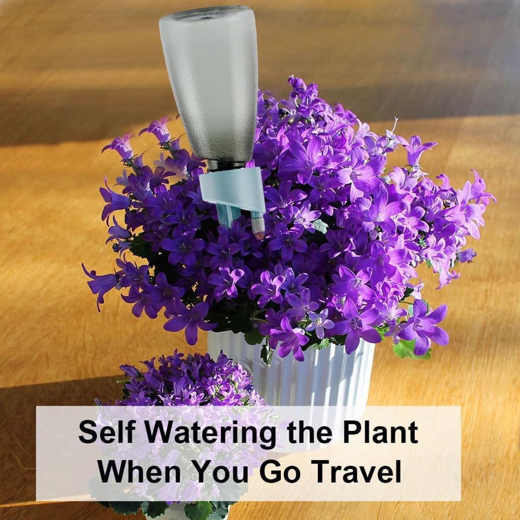 ORTIZA Self Watering Spikes for Indoor and Outdoor Plant Pots 4 Pcs featuring Adjustable Valve