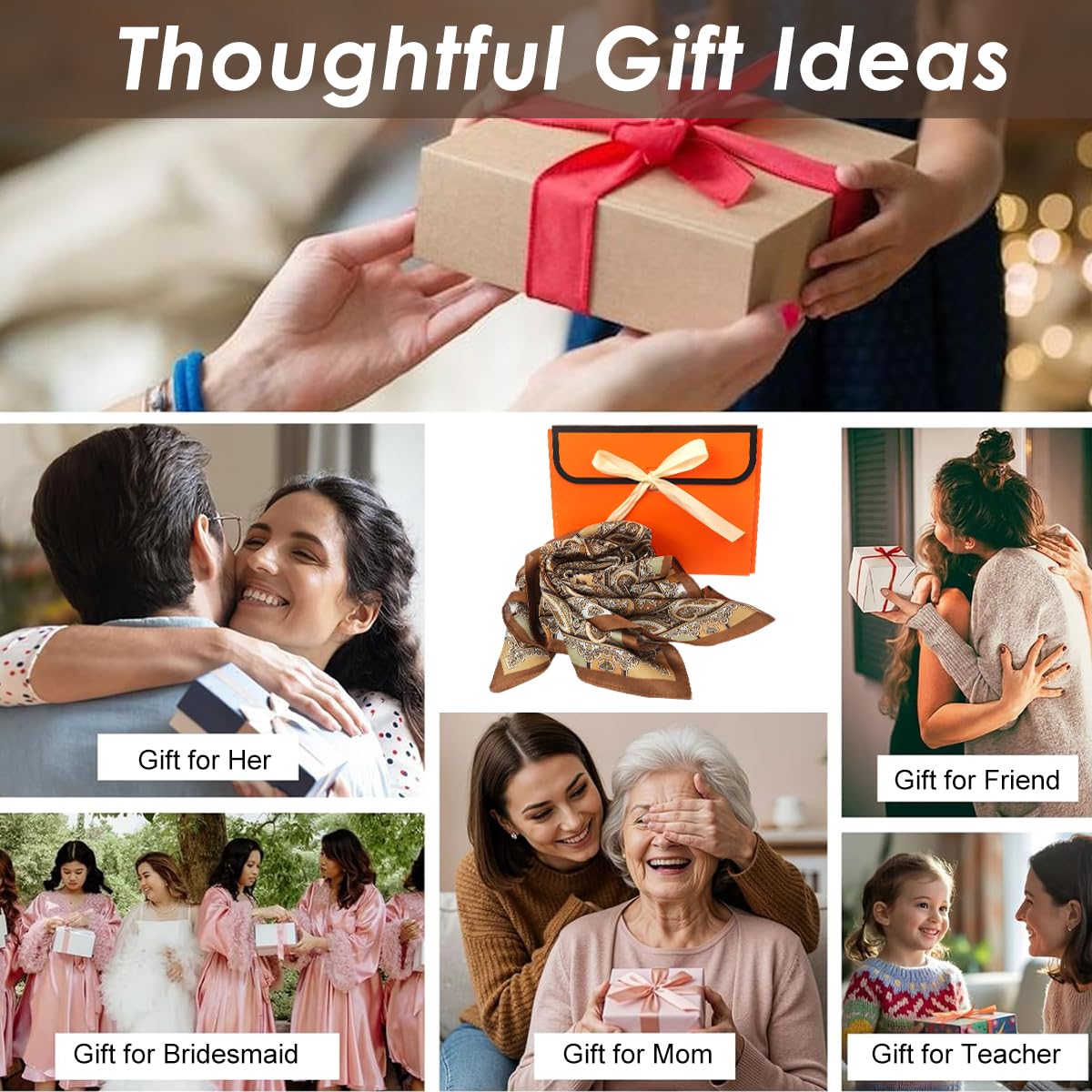 SANNIDHI Silk Like Head Scarf for Women featuring 35x35 in Boho Floral Print | Hair Wrapping and Sleeping