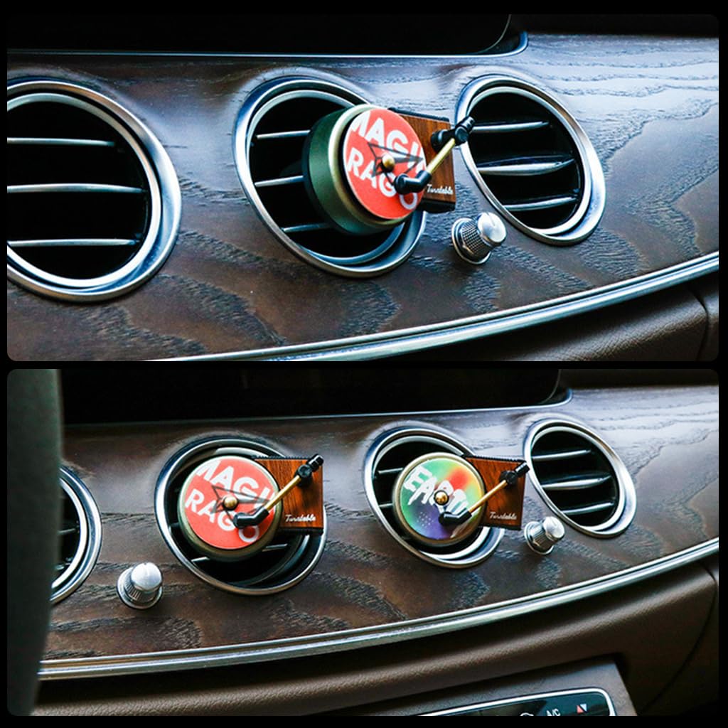 STHIRA Car Air Freshener for Air Vent with 9pcs Aroma Sheets featuring Rotating Vinyl Design | Creative Interior Gift