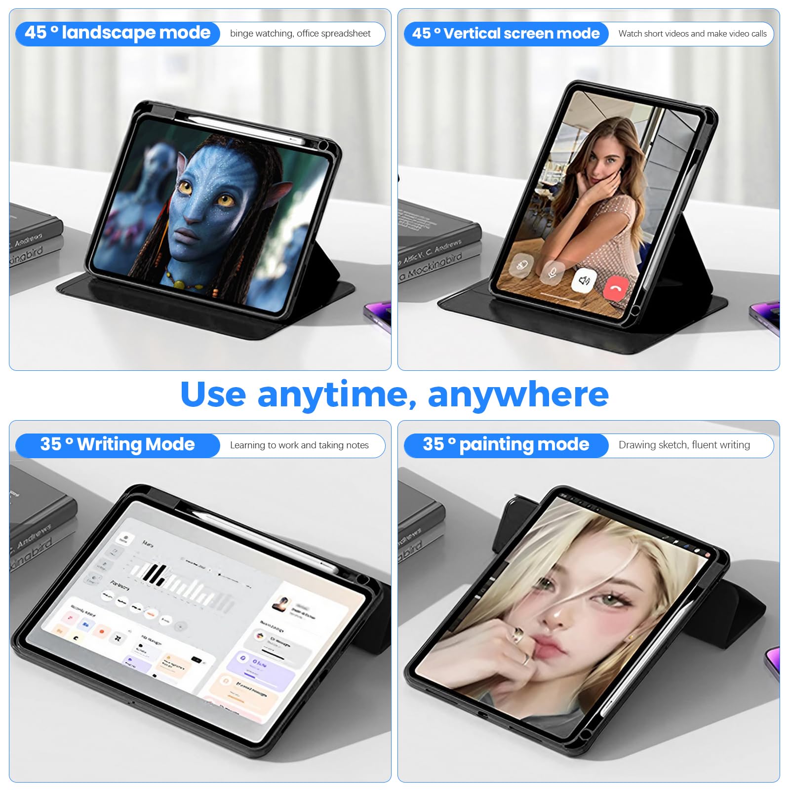 ZORBES Case for iPad 10th 10.9 in and 11th 11 in featuring 360° Rotating Stand | Clear TPU Shockproof Frame with Pencil Holder