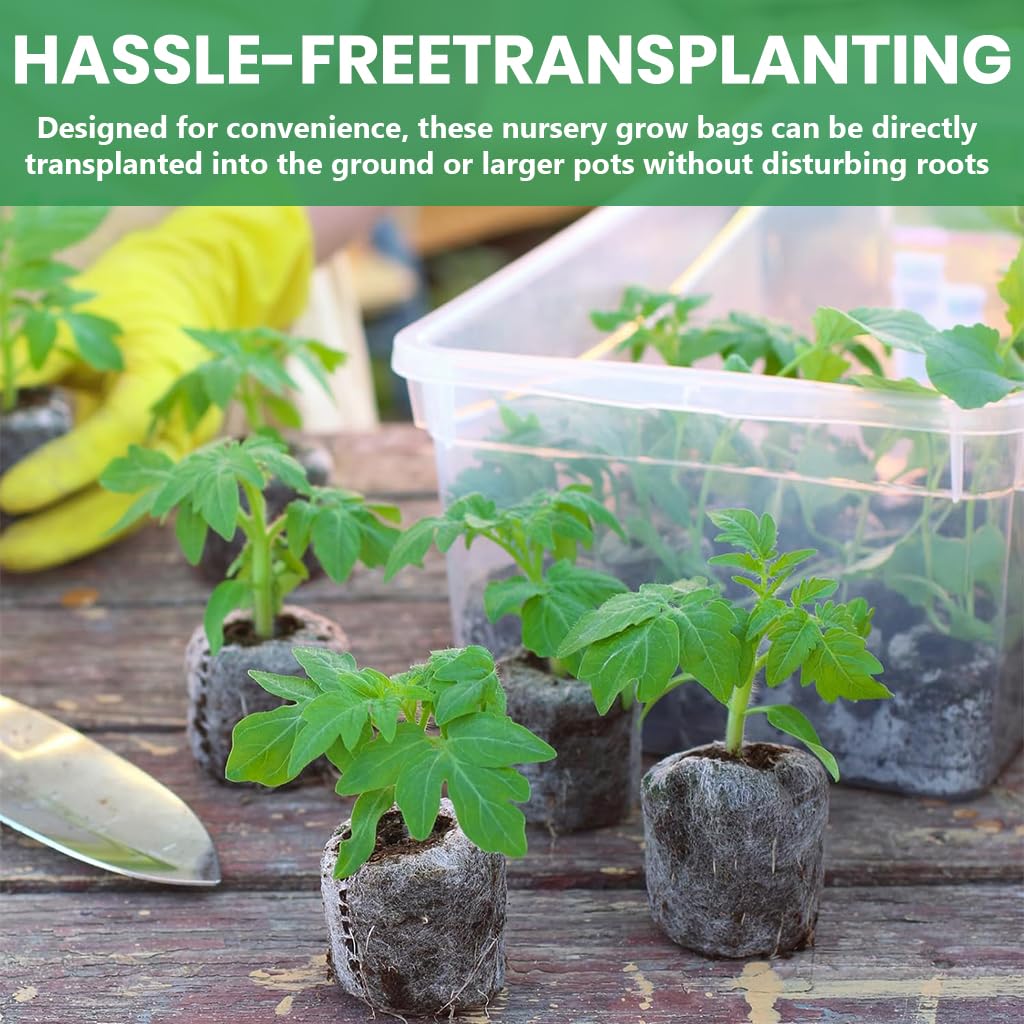 HASTHIP Seedling Bags for Germination and Transplanting 100 Pack 13x18cm | Degradable Non‑Woven Fabric