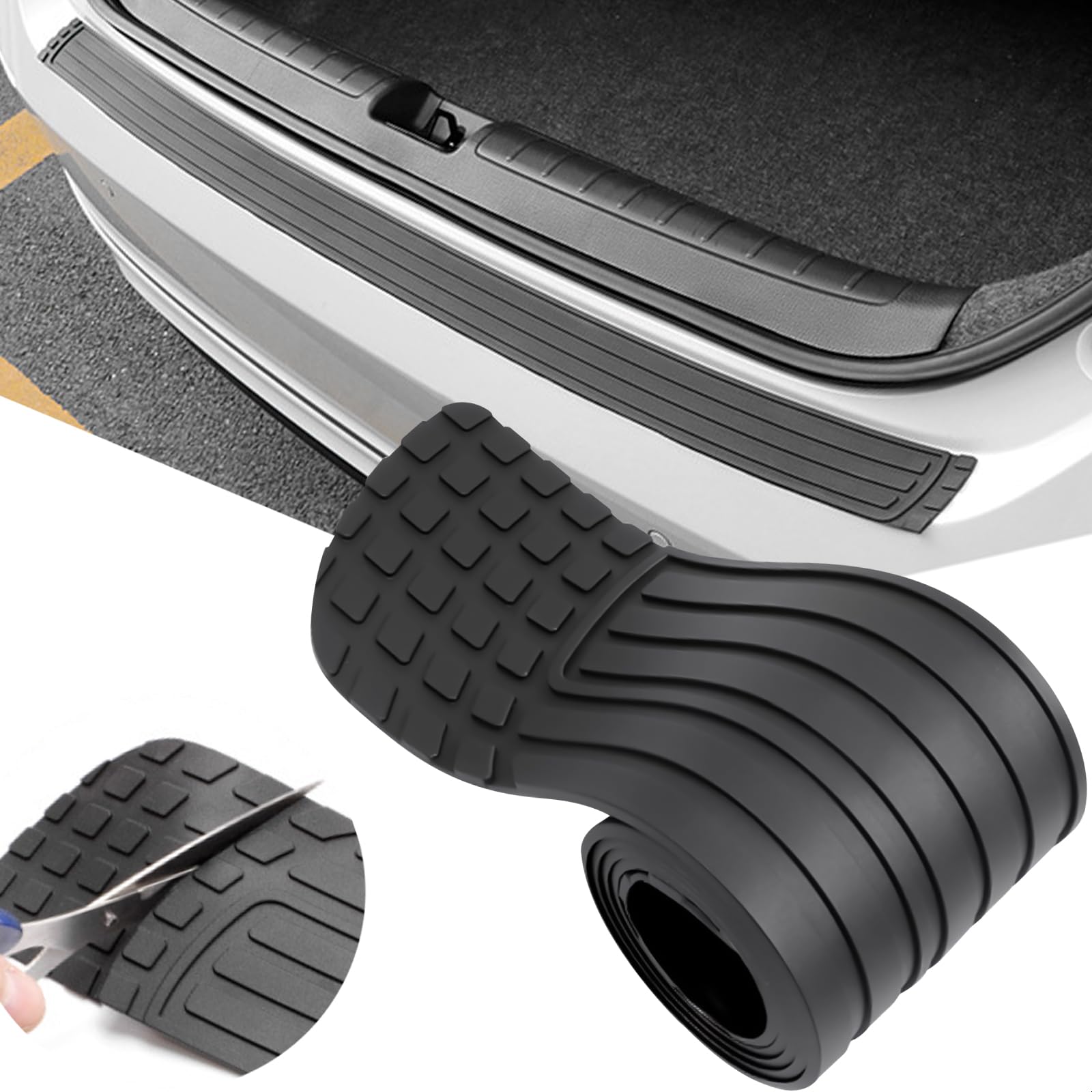 STHIRA® Car Rear Bumper Protector, 41 x 3.4 inch Trimmable, Anti-Scratch Rubber Rear Bumper Guard, Universal Non-Slip