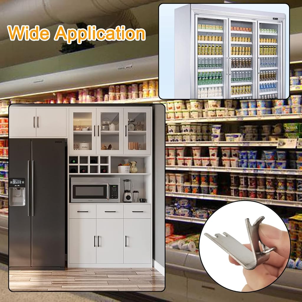 Supvox® Stainless Steel Shelf Clip for Refrigerator,Replacement Shelf Square Buckles Clips (10)-Silver