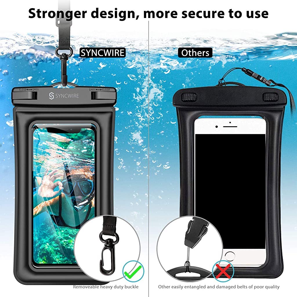 ZORBES Waterproof Phone Case for 7.2 in Smartphones with Dual-layer Floating Air Bag | Clear Double-side Window and Safety Lock for Swimming and Beach