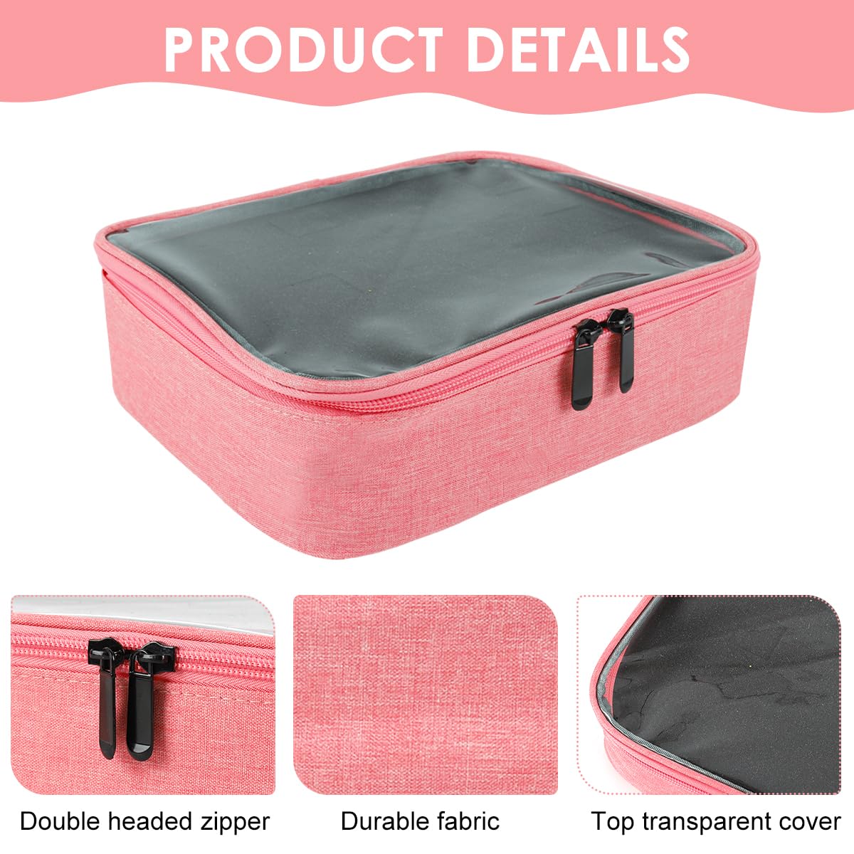 MAYCREATE Nail Polish Bag Organizer for Travel and Storage with 30 Slots and Detachable Partition | Pink Cosmetic Case for Women