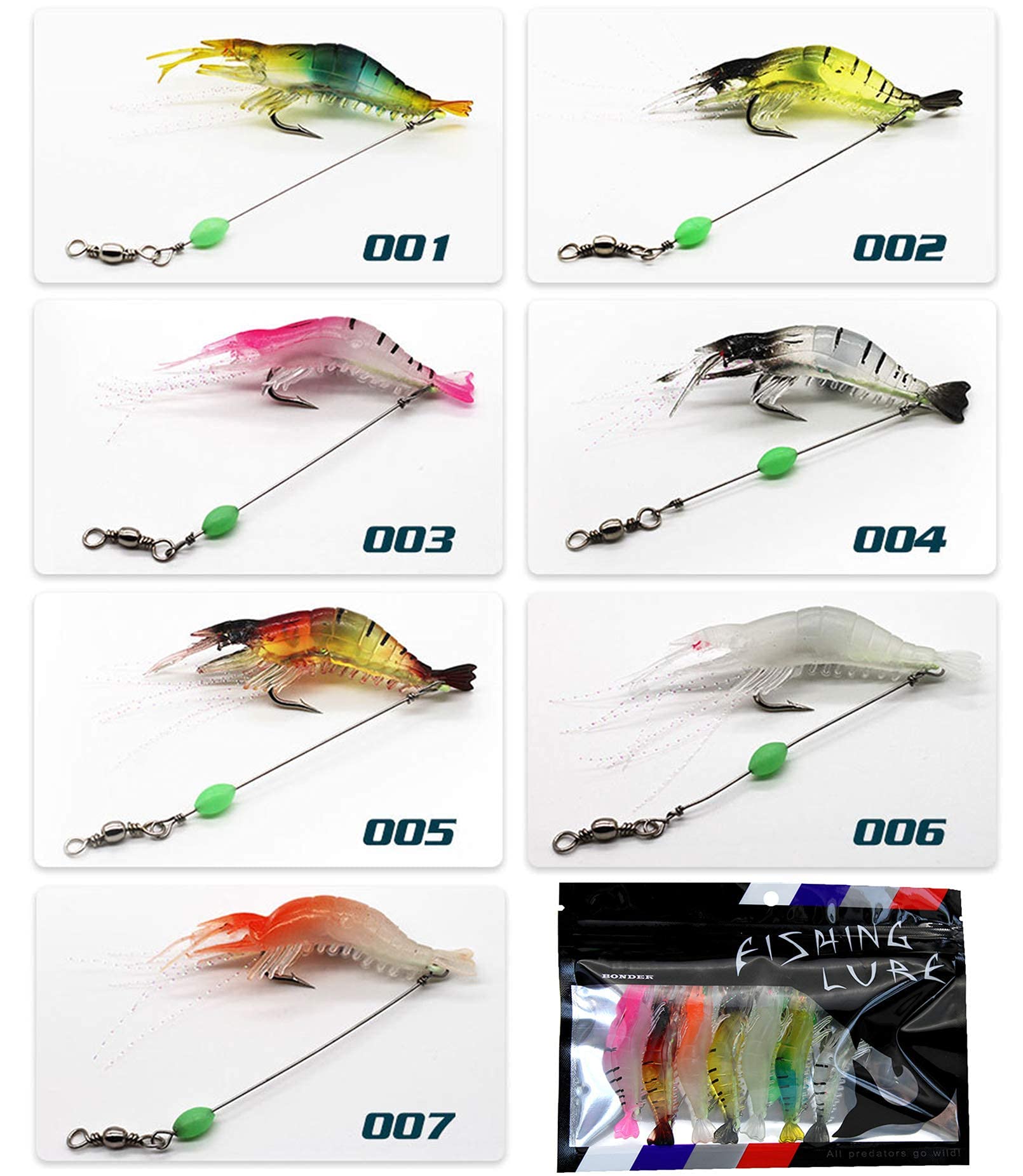 Proberos  7 PCS Simulated Fishing Lures Soft Bait Swimbaits Slow Sinking Swimming Lures Freshwater and Saltwater,Stable and Tempting (Set 1)