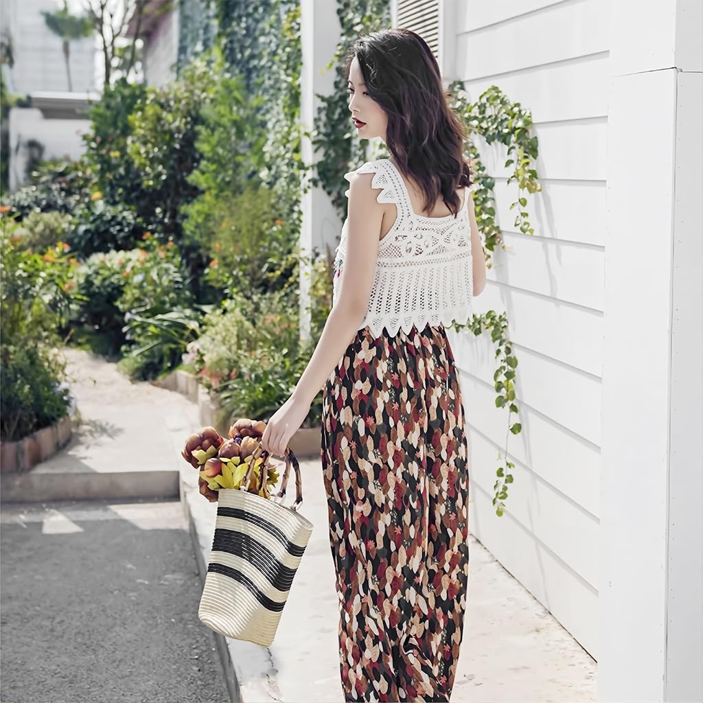 SANNIDHI Crochet Tank Top for Women featuring Boho Lace Design and Colorful Charms | Summer Beachwear