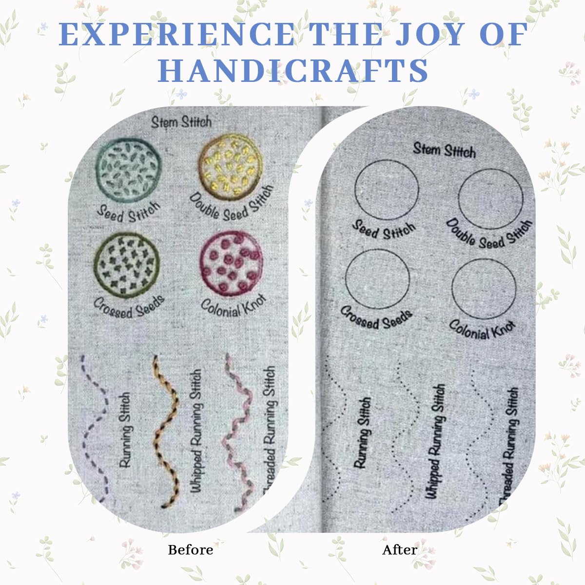 HASTHIP Embroidery Stitch Fabric Book for Learning with Visual Samples | DIY Guide for All Skill Levels