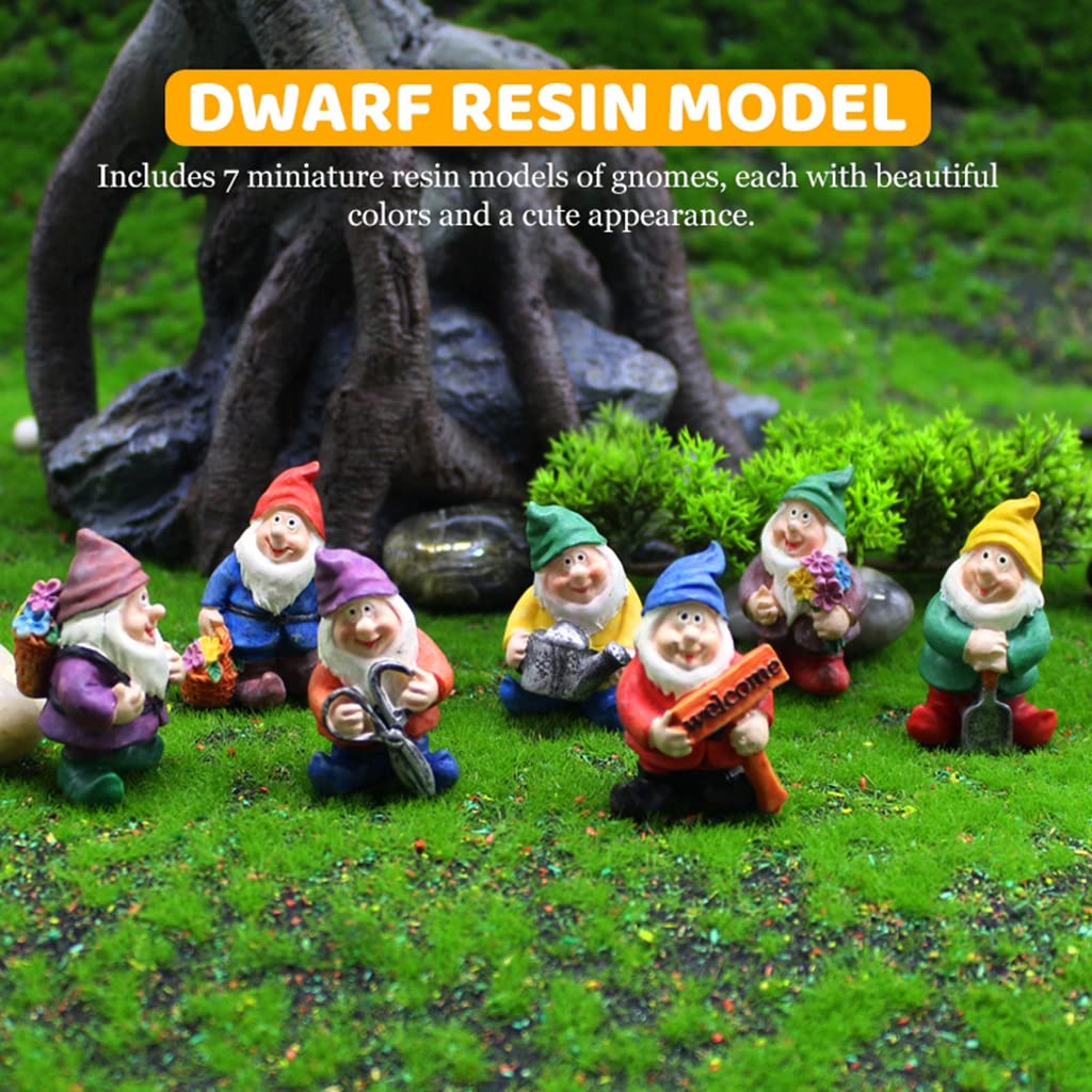 HASTHIP® 7Pcs/Set Fairy Garden Miniature Gnomes, Dwarfs Dollhouse Miniatures Fairy Garden Dwarfs Figure Fairy Resin Craft Gift Miniature Home Garden Decor