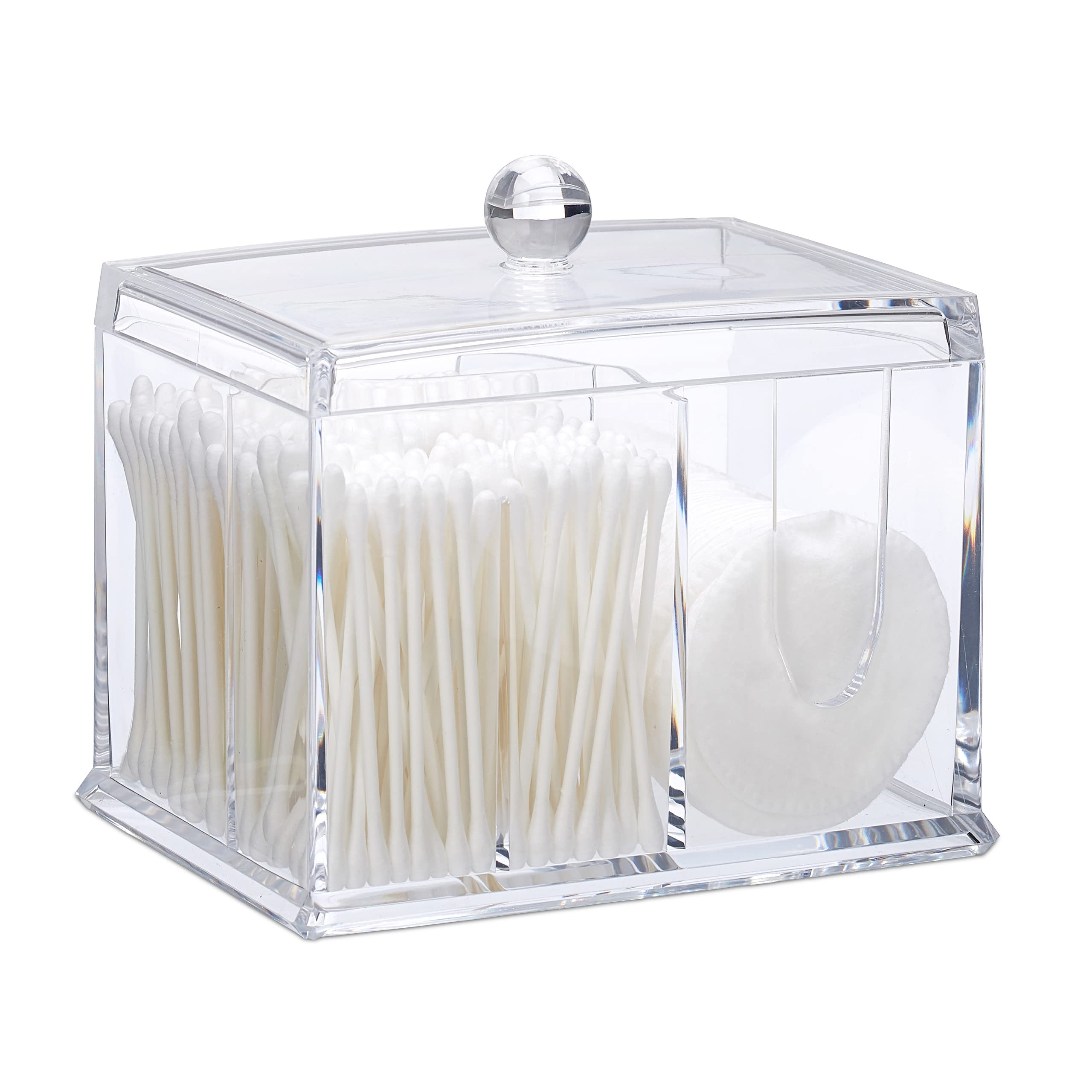 ZIBUYU® Cotton Swab Storage Box, Acrylic Lidded Organiser
