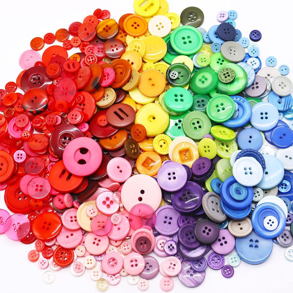 HASTHIP® 300Pcs+ Buttons for Clothes Replacement Resin Buttons for Crafts Sewing, Mixed Color & Sizes Shirt Button for DIY Crafting Painting Handmade Ornament Kids Activitiy