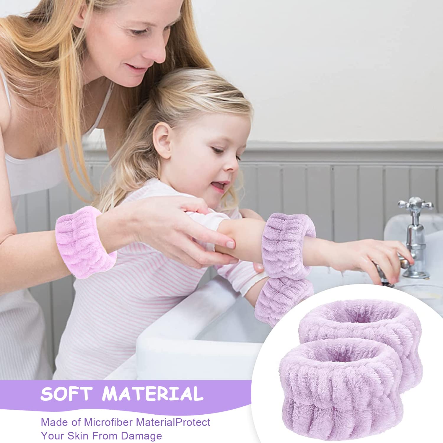 Venzina Facial Spa Headband & Wristband Set for Face Washing with Absorbent Microfiber | Elastic Fit for Makeup and Yoga