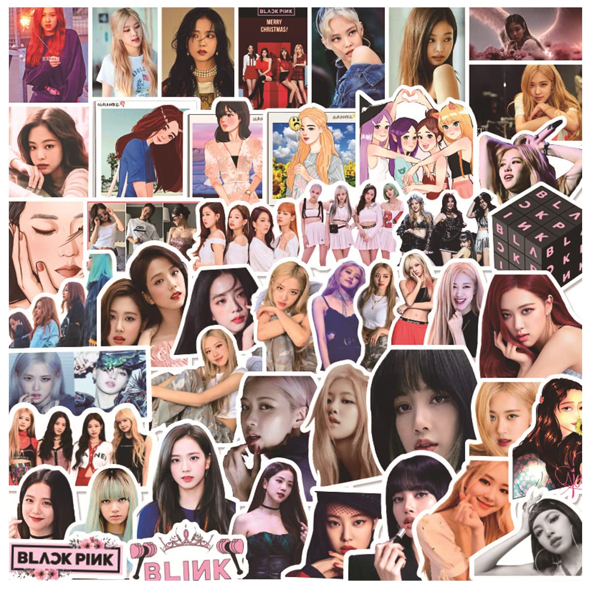 HASTHIP® 62pcs Blackpink Sticker Figures Sticker Phone Case Sticker Decorative Stickers for Sketchbook, Music Album, Guitar Sticker DIY Laptop Decoration Wall Decoration Skateboard Stickers