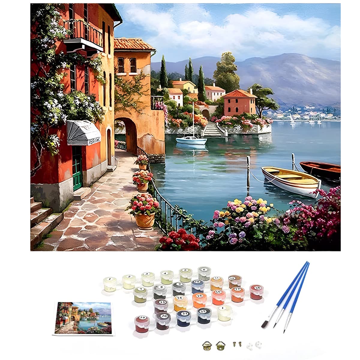 HASTHIP Oil Painting Paint By Numbers For Adults & Kids & Beginners Diy Acrylic Painting Gift Kits Drawing Paintwork With Paintbrushes, 40 * 50Cm, Beige