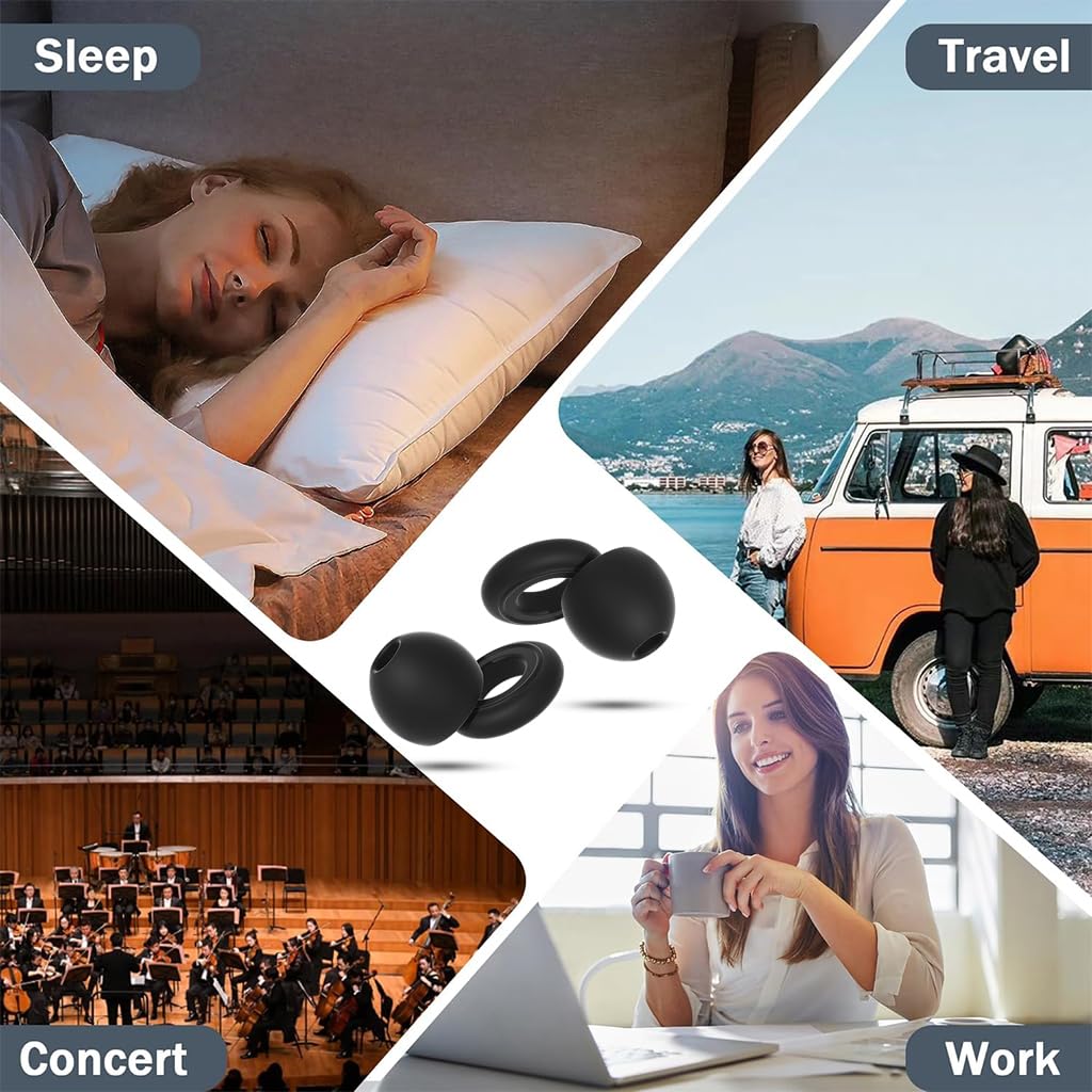 ZIBUYU Noise Cancelling Ear Plugs for Sleeping with 3 Pair Ear Tips and Storage Case | Soft Silicone Reusable Set