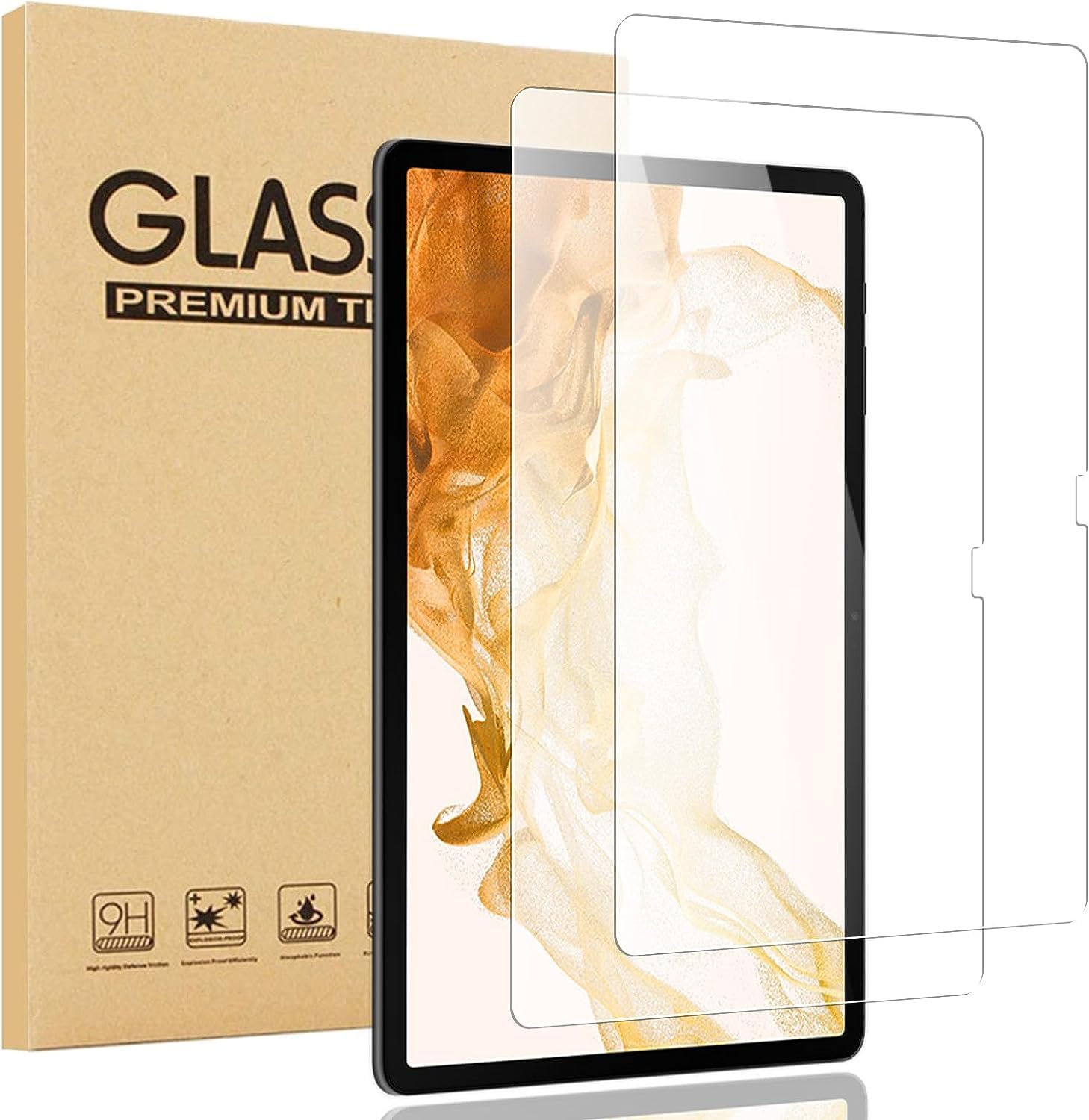 ZORBES Screen Protector for Samsung Galaxy Tab S7 Plus 12.4 inch with 9H Glass | Anti-Glare and Easy Install 2-Pack